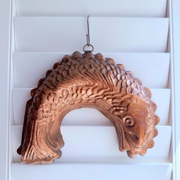 Vintage Kreamer Copper Fish Mold Tin Lining for Cooking or Kitchen Wall Decor - Picture 1 of 7